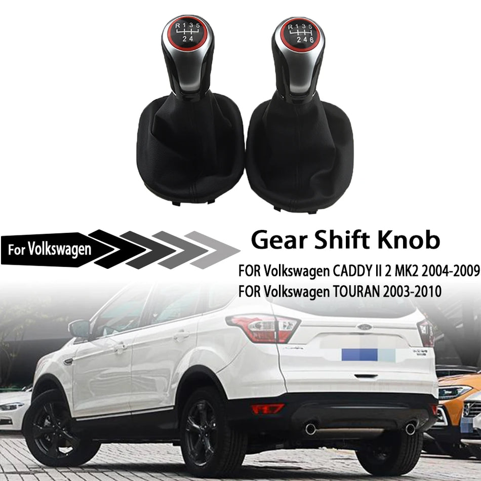 Perilla de Cambio ABS y Cuero PU para VW Caddy MK2 Touran 2004-2009 2003-2010