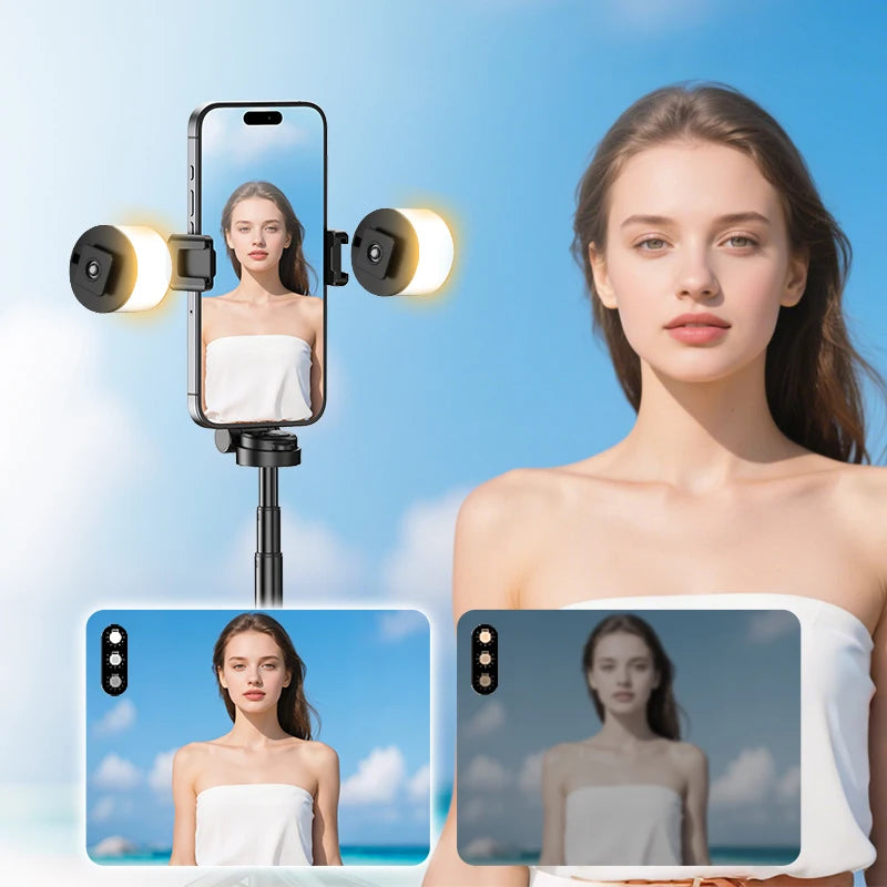 CrownQu T20-L &ndash; Foldable Selfie Stick With Fill Light