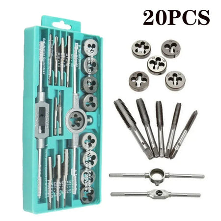 8 12 20Pcs Metric Hand Tap And Die Set M3-M12 &ndash; Versatile 20pcs