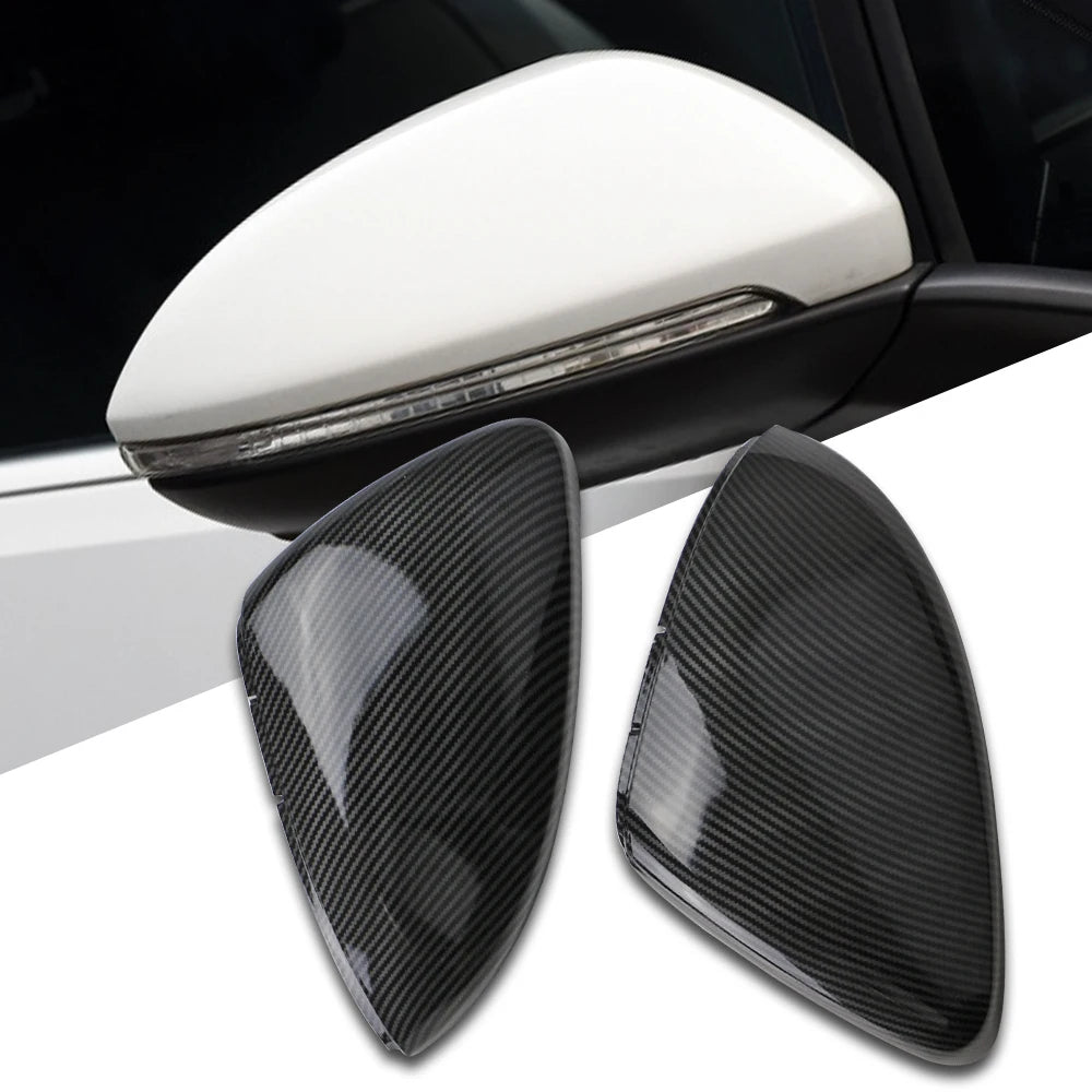 Carbon Fiber &amp; Gloss Black Rearview Mirror Covers for VW Golf MK7/MK7.5 GTI R GTE GTD 2013-2020 - Stylish Car Accessory Replacement