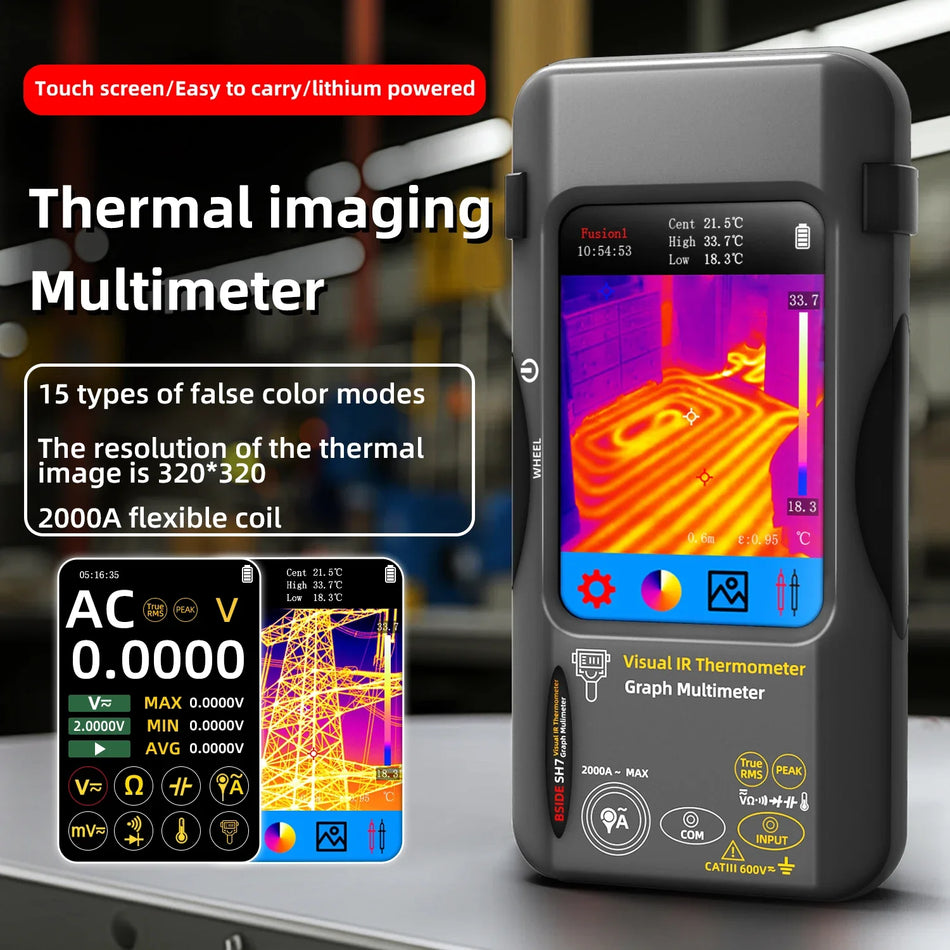 Advanced BSIDE SH7 Digital Multimeter &amp; Thermal Imaging Camera with Macro Lens for Electrical Diagnostics