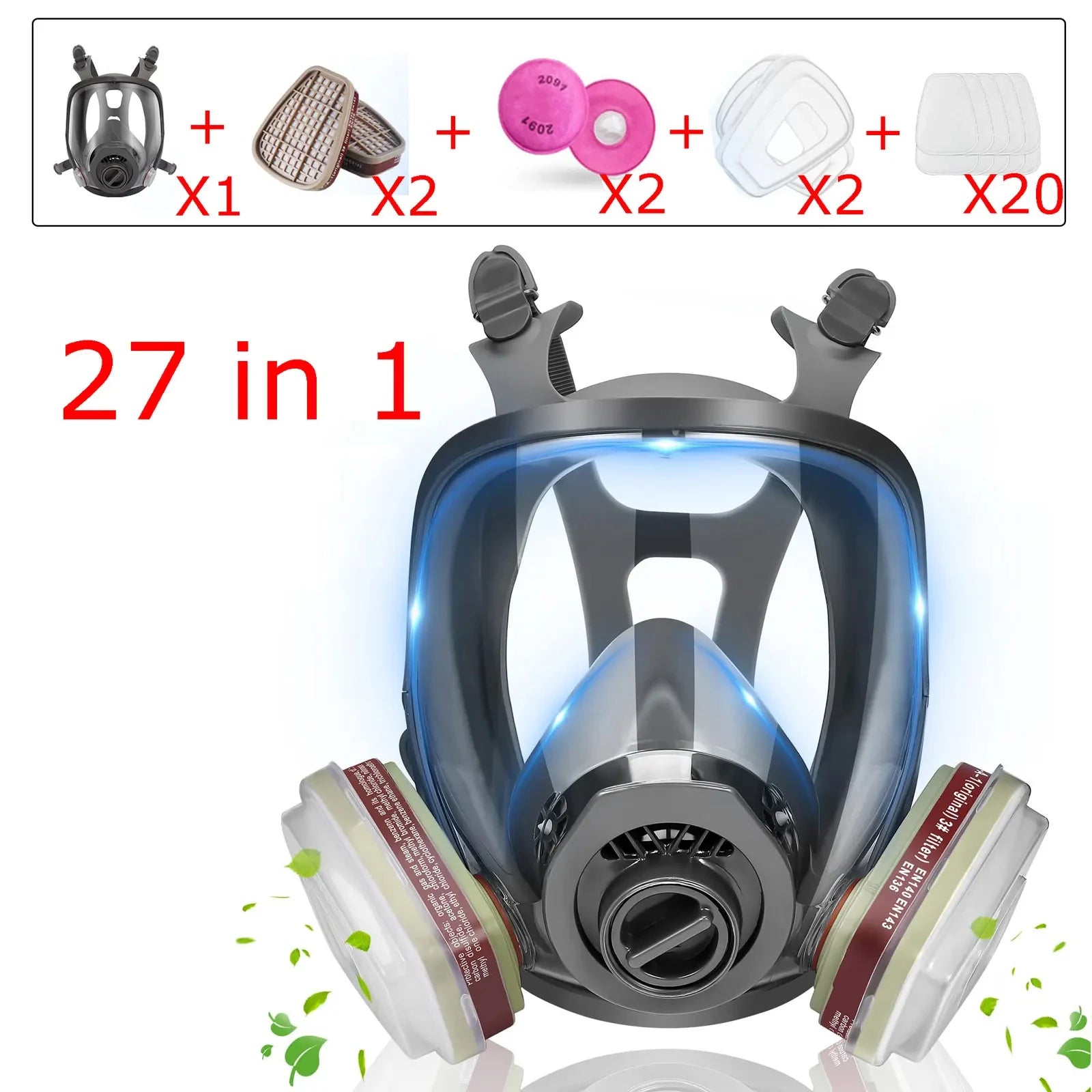 Full Face Gas Mask Survival Respirator &ndash; Superior Protection Against Harmful Chemicals 27in1