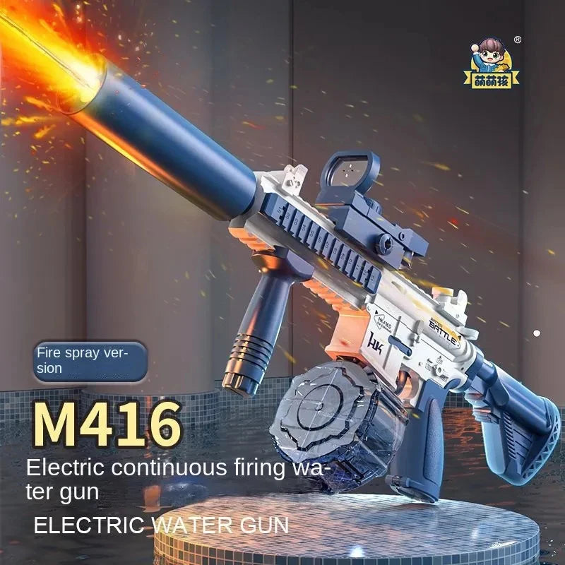 Electric Water Gun M416 Pistol With LED Light, Full Auto Pool Beach Toy