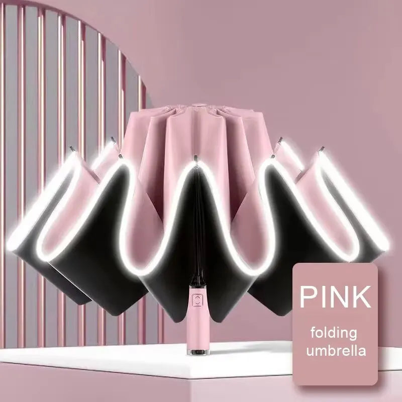 Inverted Umbrella &ndash; Large Windproof Reverse Teflon Coat Pink / 10K / full-fiber