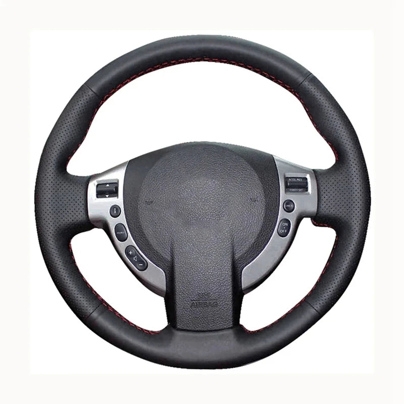 Stuurwielhoes van zwart koolstofvezelleer voor Nissan Qashqai J10