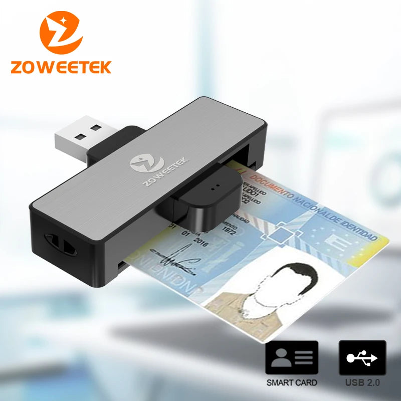 Cititor de carduri inteligente USB-A cu suport pentru DNI, pentru carduri de identitate și carduri bancare