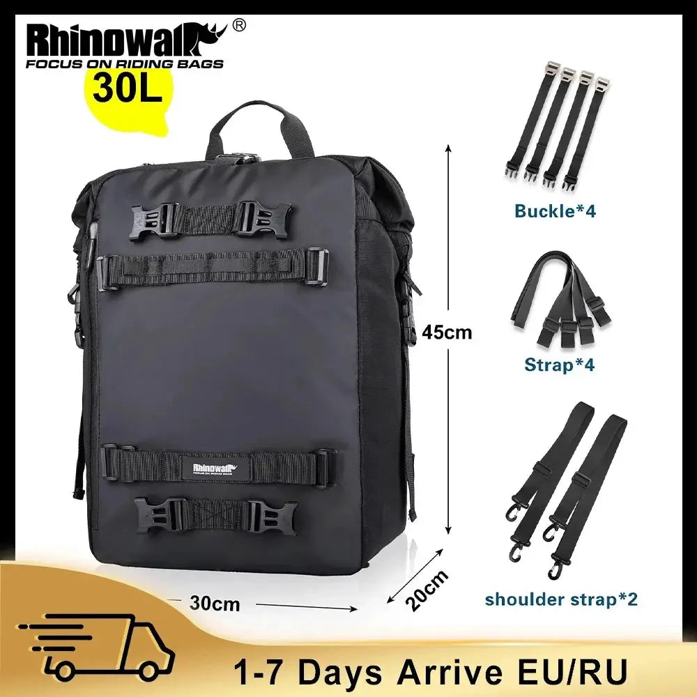 Rhinowalk Motorcycl Tail Bag Carrier Bags Rider Luggage 10L 20L 30L Multiple Purposes Moto Tail Pack Backpack Moto Saddle Bag by InterCyprus Trading Ltd
