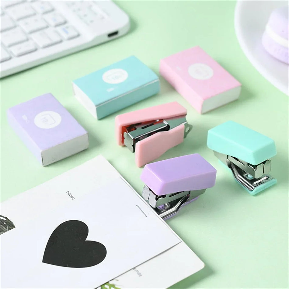 Cute Morandi Color Mini Stapler Set with 500pcs Staples