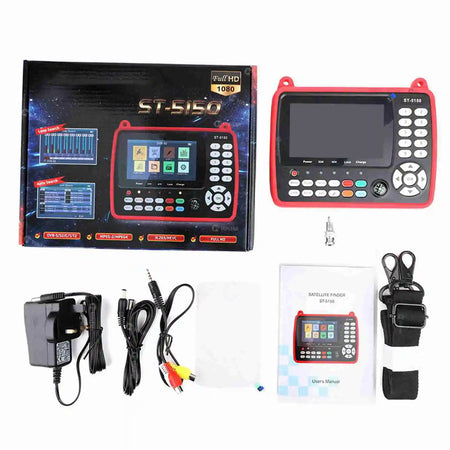 ST-5150 4.3in DVB-S2/T2/C COMBO HD Satellite TV Signal Finder Digital Handheld Signal Meter Satellite Finder H.265 HEVC MPEG-4 UK Plug