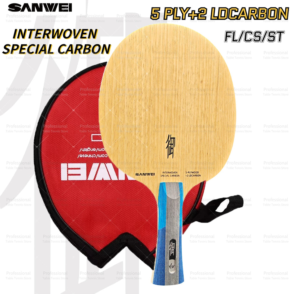 Sanwei Yu Off Plus Lama da Ping Pong in Legno 5 Strati 2 Carbonio
