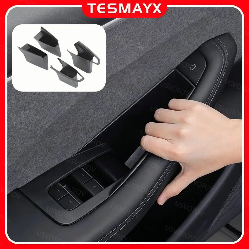Door Organizer Tray for Tesla Model Y Juniper Model 3 YL 2026 2025 Door Side Storage Box Door Handle Insert Travel Accessories