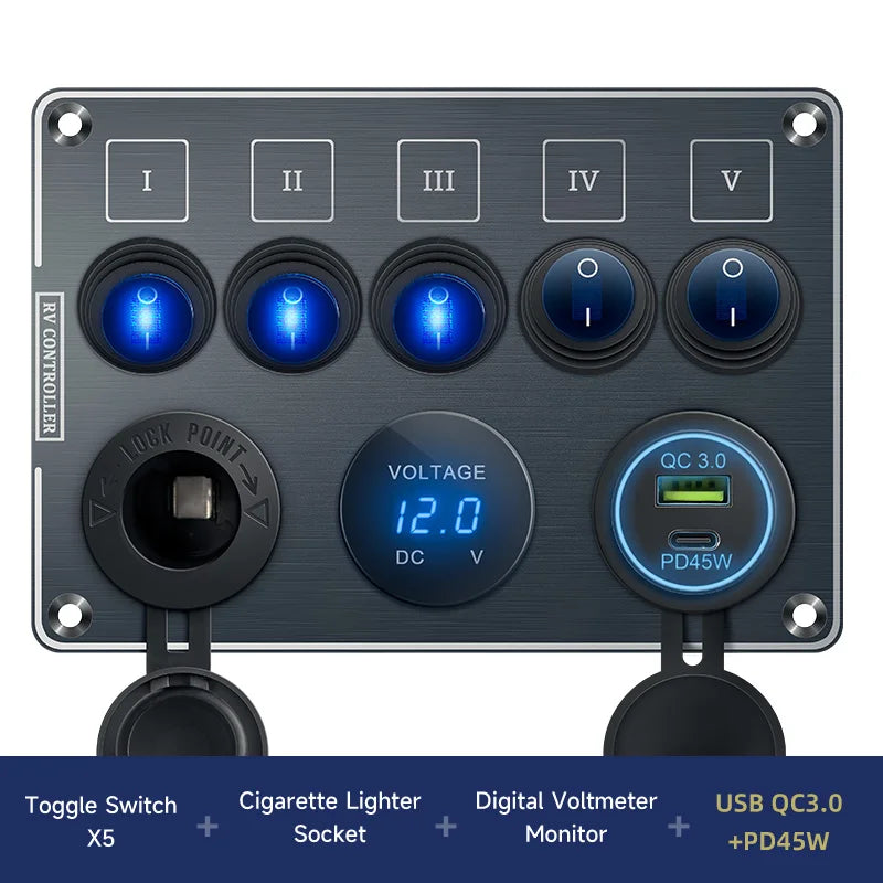QUBEN Dual USB QC3.0 Socket Charger - LED Voltmeter 5KG-QD-DY-PD45 1