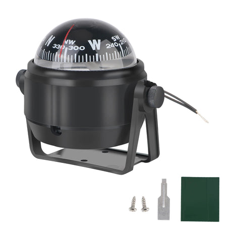 LC550 12V Waterproof Boat Compass &ndash; LED Light Navigation Black