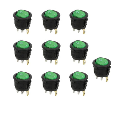 10Pcs KCD1 Rocker Switch &ndash; Illuminated Control for Dashboard Use green / DC 12V