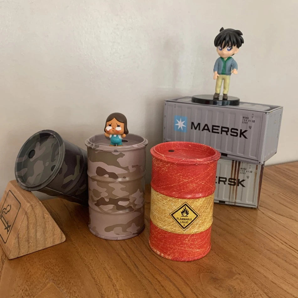 Iron Mini Oil Drum Model &ndash; Unique Desktop Decoration for War Games