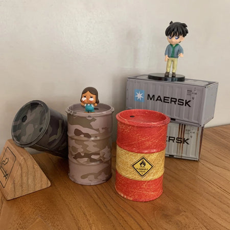 Iron Mini Oil Drum Model &ndash; Unique Desktop Decoration for War Games