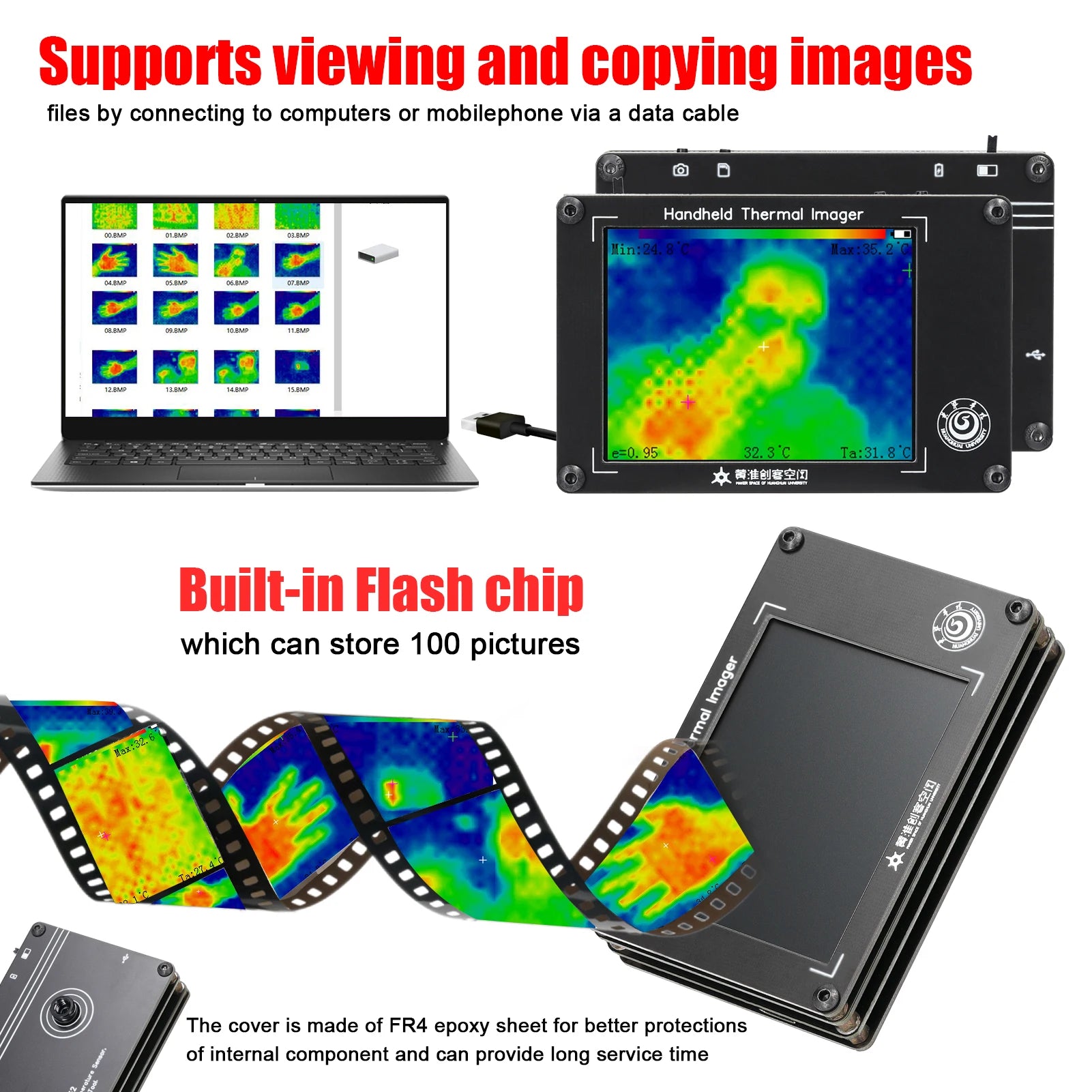 Portable Infrared Thermal Imaging Camera with 3.2 Inch LCD for -40 to 300u2103 Range
