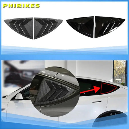 For Tesla Model Y 2019-2023 Rear Side Blind Window Rear Triangle Window Spoiler Louver Shutter Cover Accessories by InterCyprus Trading Ltd
