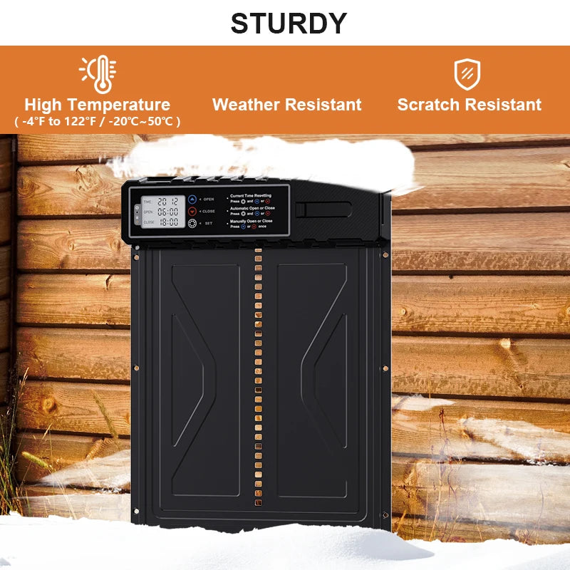 PFS-172C Large Automatic Chicken Coop Door &ndash; Timer LCD Screen