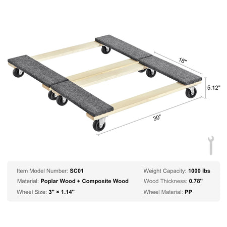 SucceBuy 1000Lbs Pallet Trolley &ndash; Heavy Duty Casters 2PCS / Poland