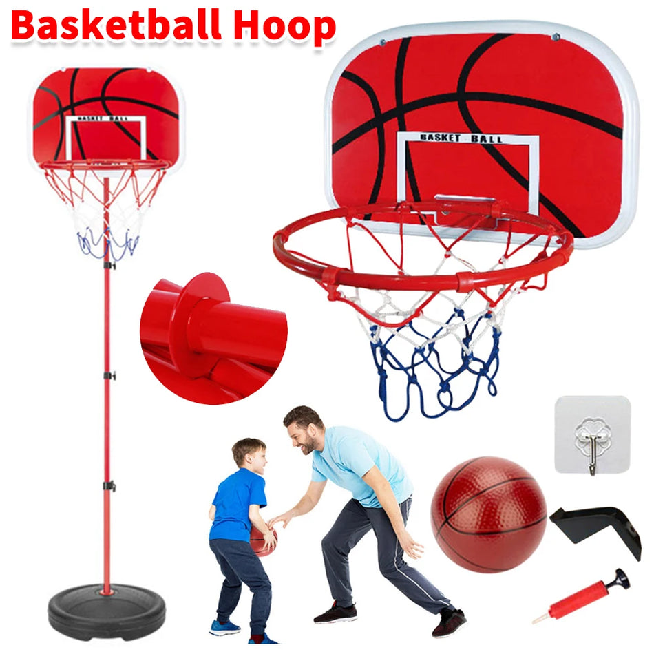 Mini basketbalová obruč s míčem a pumpou přenosná nastavitelná