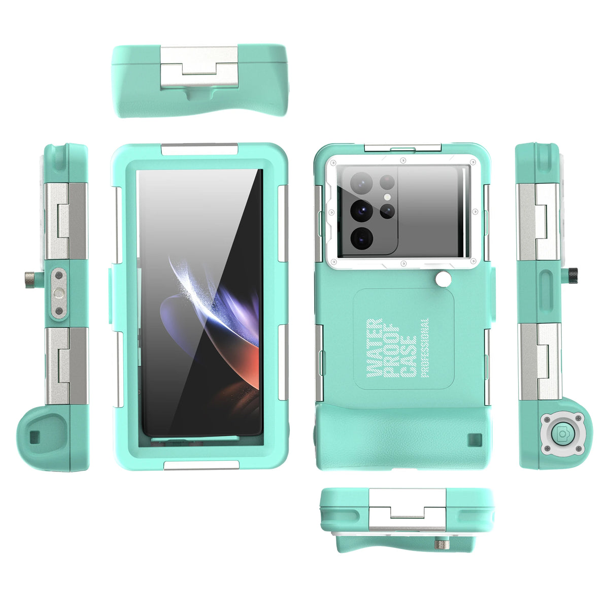 Shellbox Waterproof Phone Case &ndash; IP68 Standard for Diving and Swimming Blue  white / for phone series(6.9&quot;) / Case &amp; Strap|PC