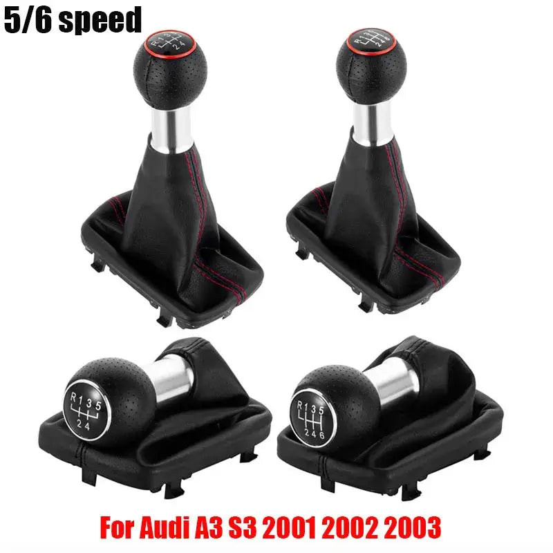 Gear Shift Knob With ABS Leather For Audi A3 S3 8L 5 6 Speed by InterCyprus Trading Ltd