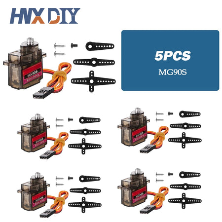 MG90S Micro Servo Motor &ndash; High Precision 180 Degree Rotation 5pcs-Plastics Gear