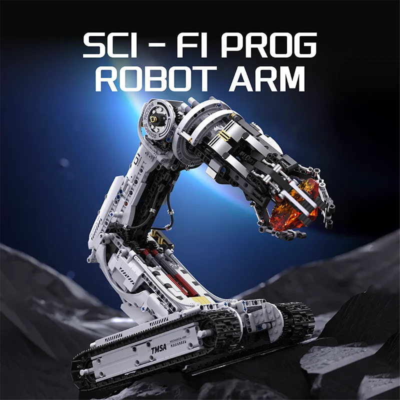 Kit de blocuri de construcție cu braț robotic mobil, model de birou compatibil cu Lego pentru copii