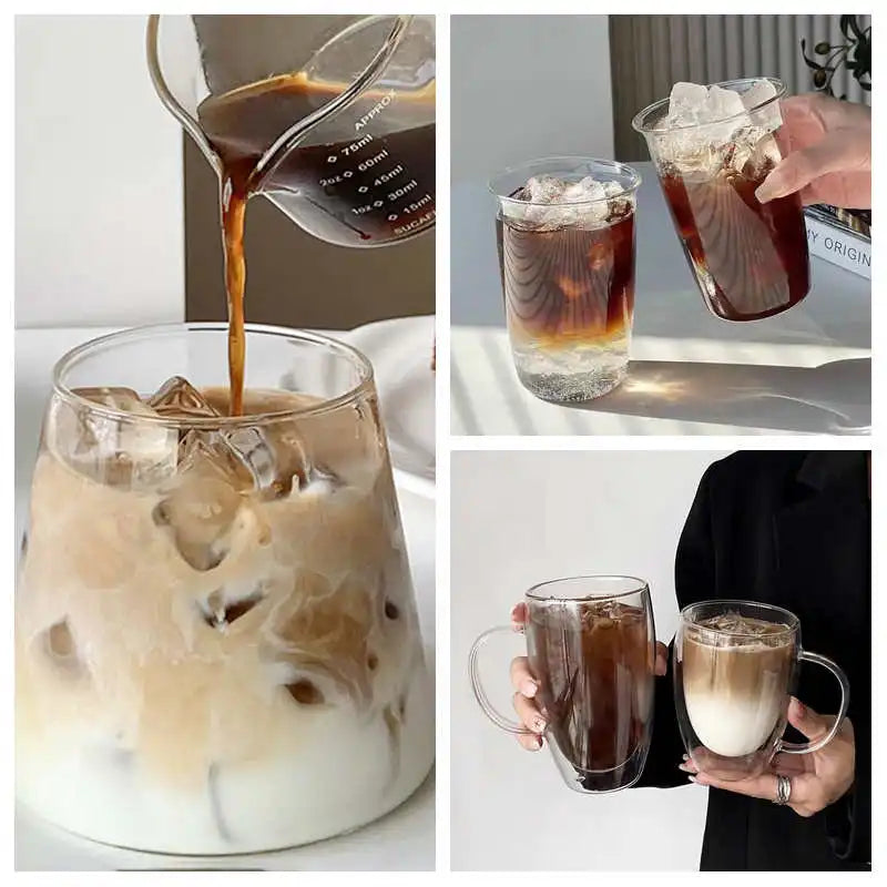 Heat Resistant Glass Mug - Aesthetic Handle Tea Cup