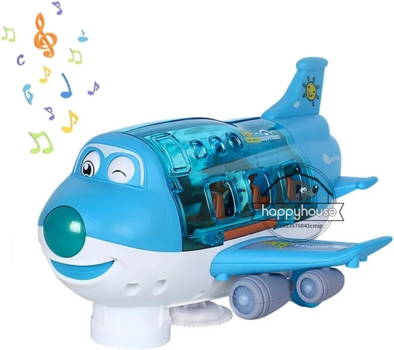 360 Degree Rotating Airplane Model &ndash; Interactive Light and Music Action Blue