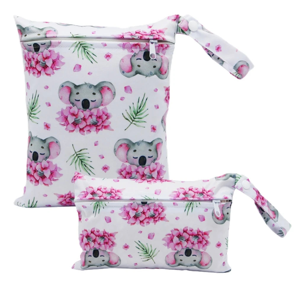 Cartoon Print Reusable Wet/Dry Nappy Bag Set Clear