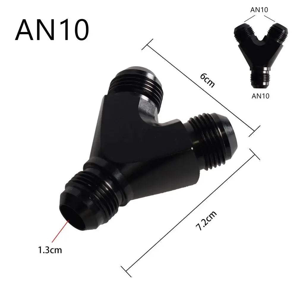 High Quality AN4 AN6 AN8 AN10 Y Adapter Block Male Thread Fuel Hose Fitting Adapters Tee Oil Pipe Joint Universal Aluminium by InterCyprus Trading Ltd