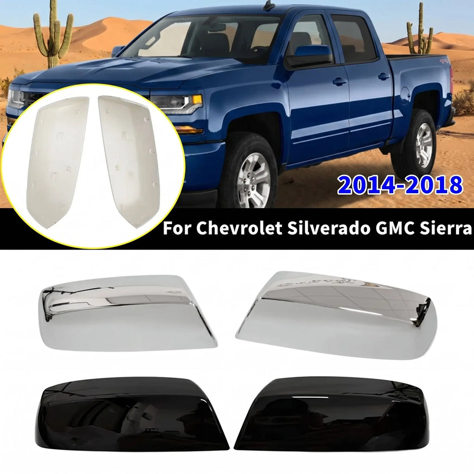 Cubiertas cromadas de los espejos laterales de ABS para Chevrolet Silverado GMC Sierra 1500-2018