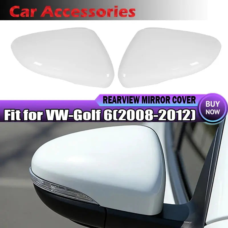 Side Wing Mirror Cover Caps White ABS for VW Golf MK6 by InterCyprus Trading Ltd