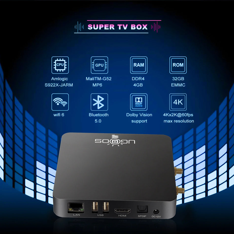 Android TV Box With 4GB RAM 32GB Storage Amlogic S922X-J 4K Media Player