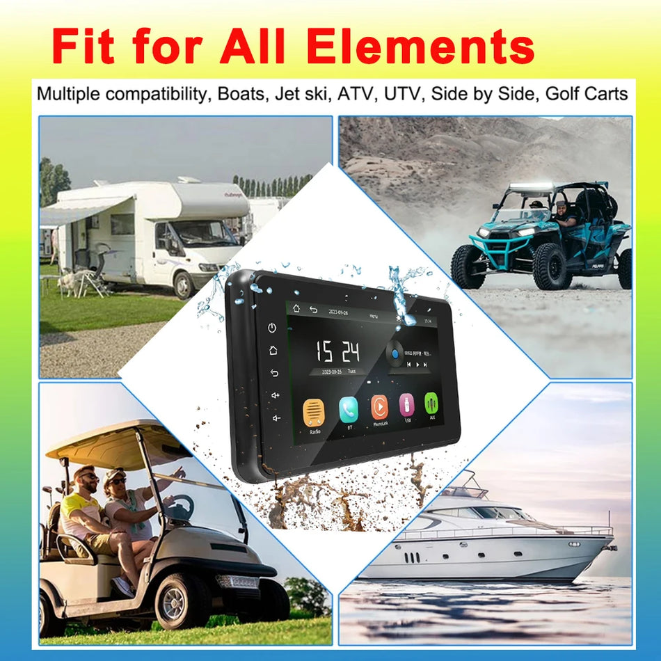 8 Tum IP6X Vattentät Marin Multimedia Spelare Med CarPlay Och Android Auto