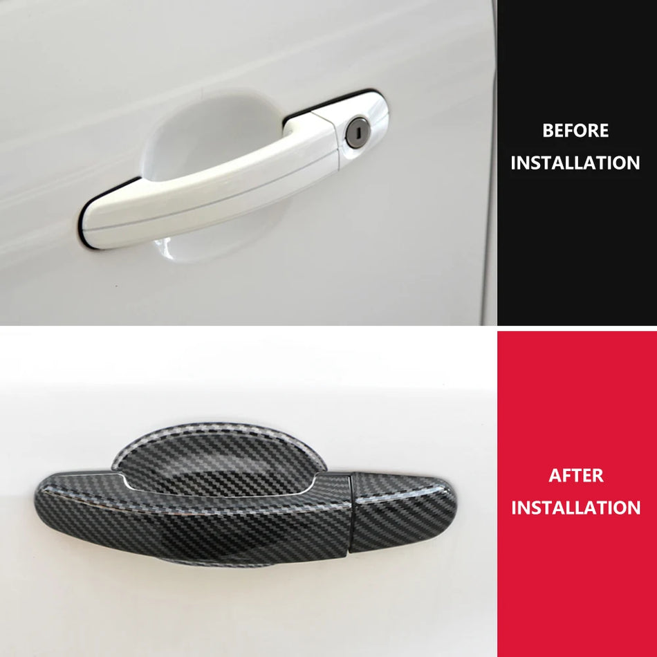 Ford Focus Exterior Door Handle Bowl Cover Trim, ABS Carbon Fiber Look, 4 Pcs