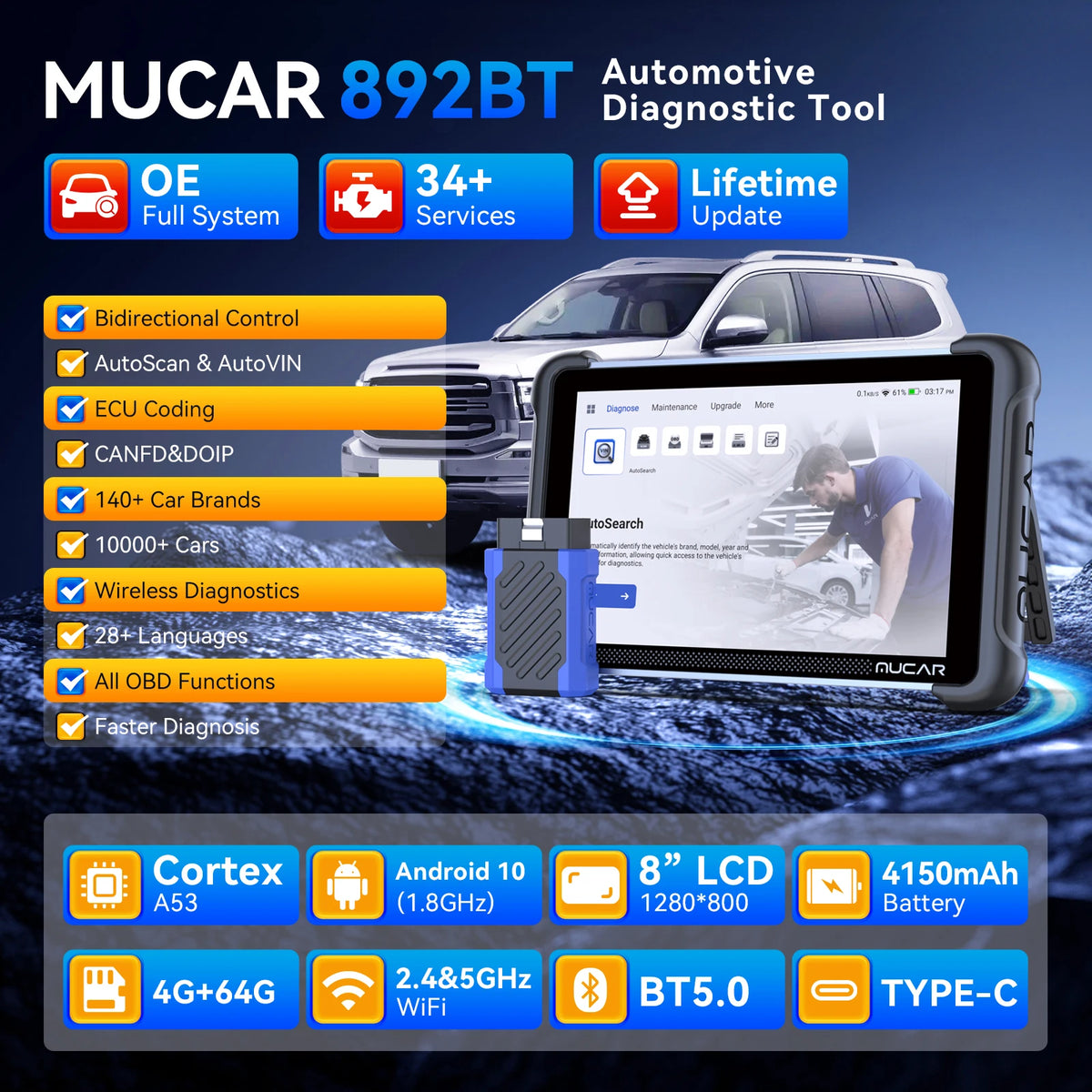 MUCAR 892BT &ndash; Bi-Directional ECU Coding And Diagnostics