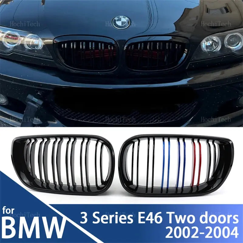 1 Pair M Color/Glossy Black Car Front Bumper Kidney Grill Grilles for BMW 3 series E46 Coupe Cabrio LCI 2 Door 03-06 Accessories by InterCyprus Trading Ltd