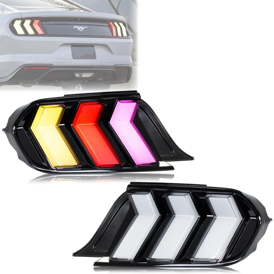 Ford Mustang 2015-2023 S550 GT Shelby LED RGB Tail Lights with Dynamic Animation