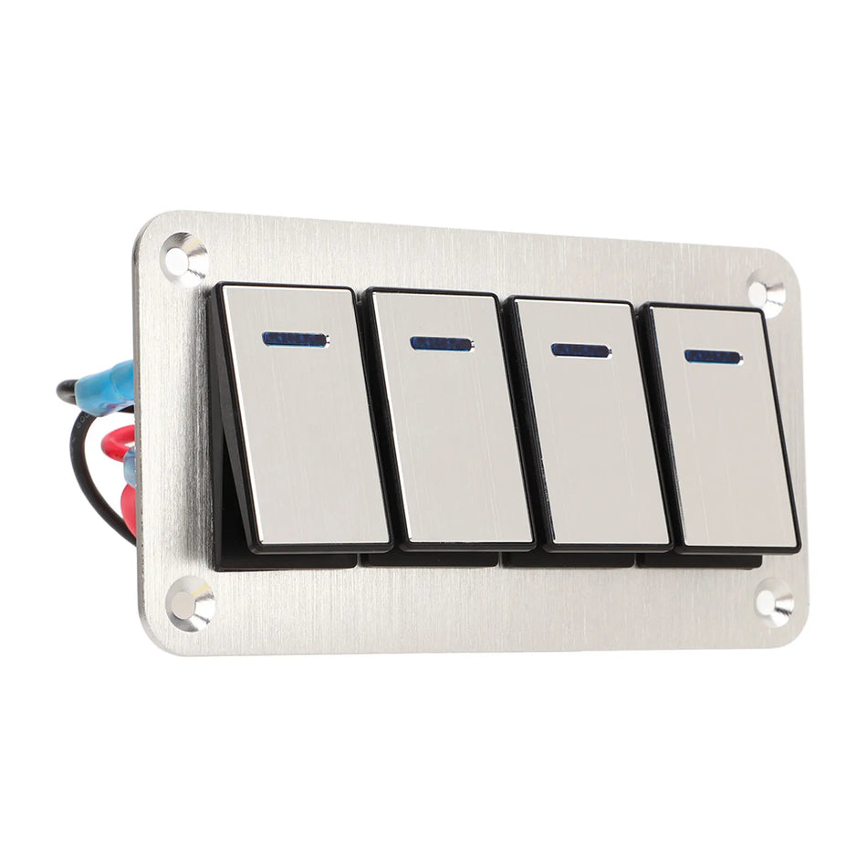 Aluminum Alloy 4-Gang Switch Panel, Central Control for Car Yacht