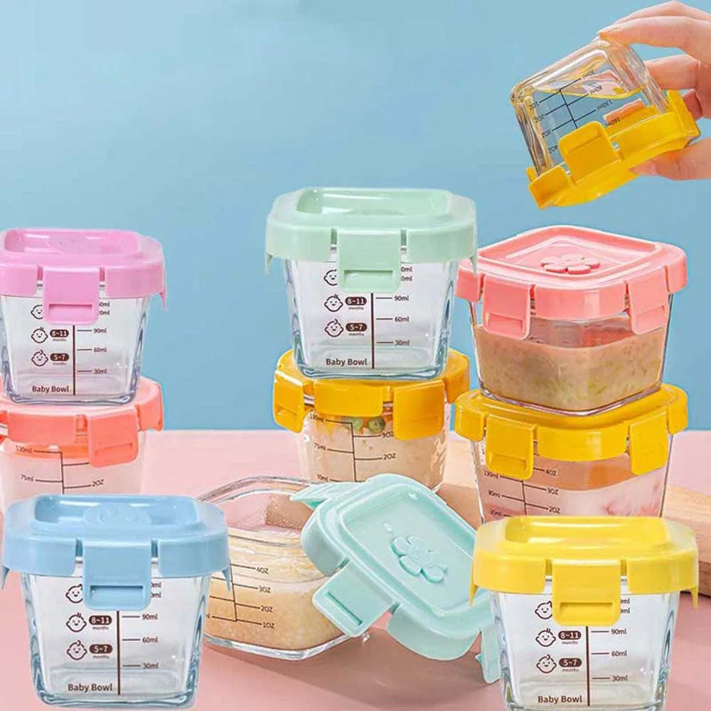 140ml Microwave Safe Glass Baby Food Storage Jar | No Chemicals | Solid Pattern