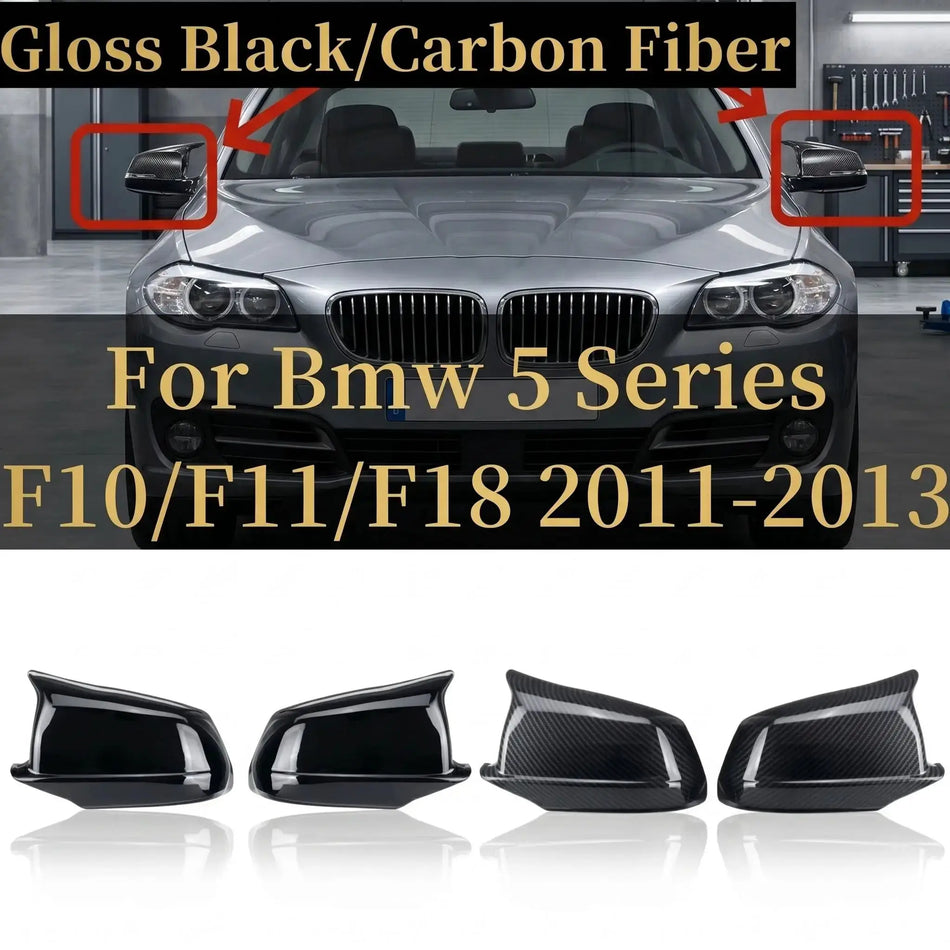 Rear View Mirror Covers Glossy Black For BMW 5 Series F10 F11 F18 by InterCyprus Trading Ltd