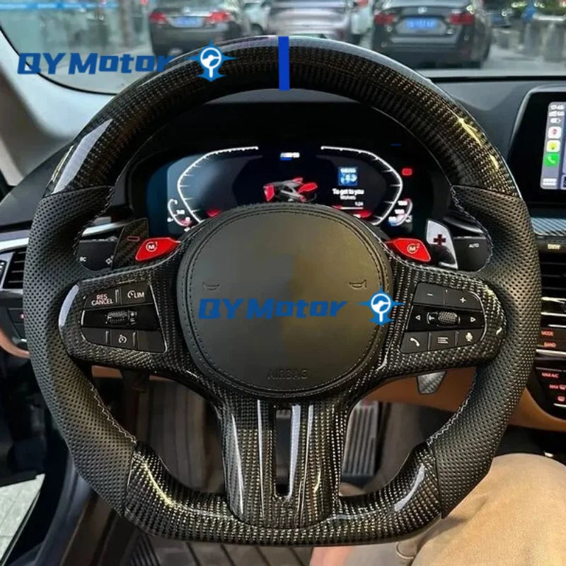BMW M3 G80 Steering Wheel with Real Carbon Fiber and Perforated Leather
