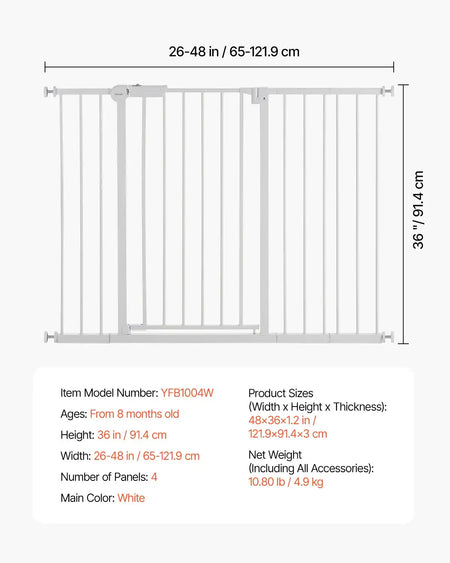 Baby Gate 28 30 36 Inches High &ndash; No Drill Design W26-48in 36inH / france
