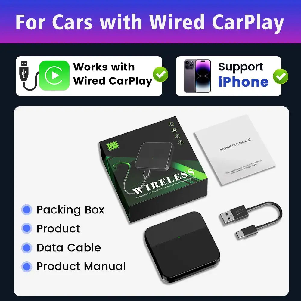 Mini 3.0 Wireless CarPlay Box OTA Upgrade Plug And Play MINI3 Black