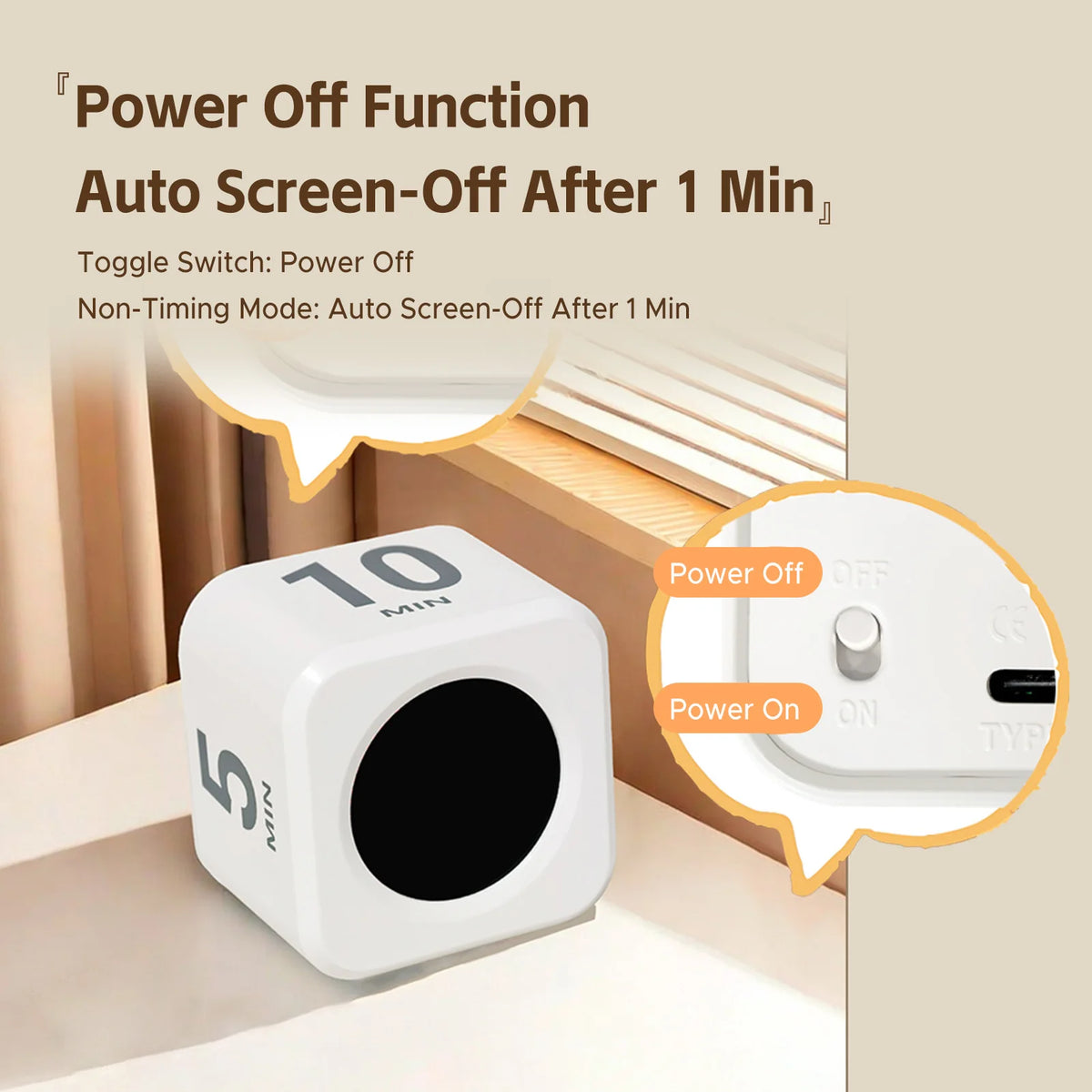 Visual Timer Gravity Sensor - Flip Countdown Memory Function