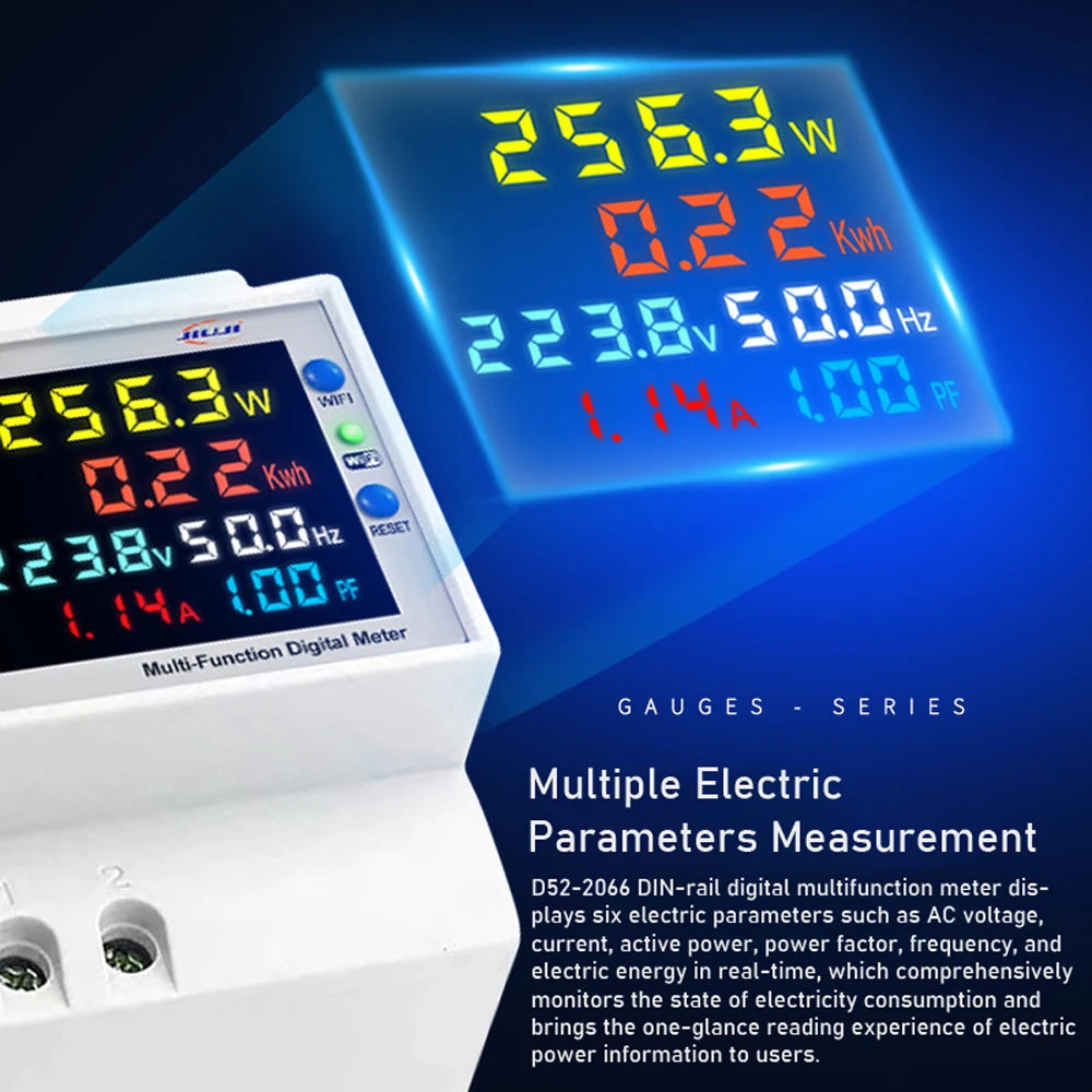 Tuya WiFi Smart Energy Meter DIN-Rail Voltage Current Monitor Power ...