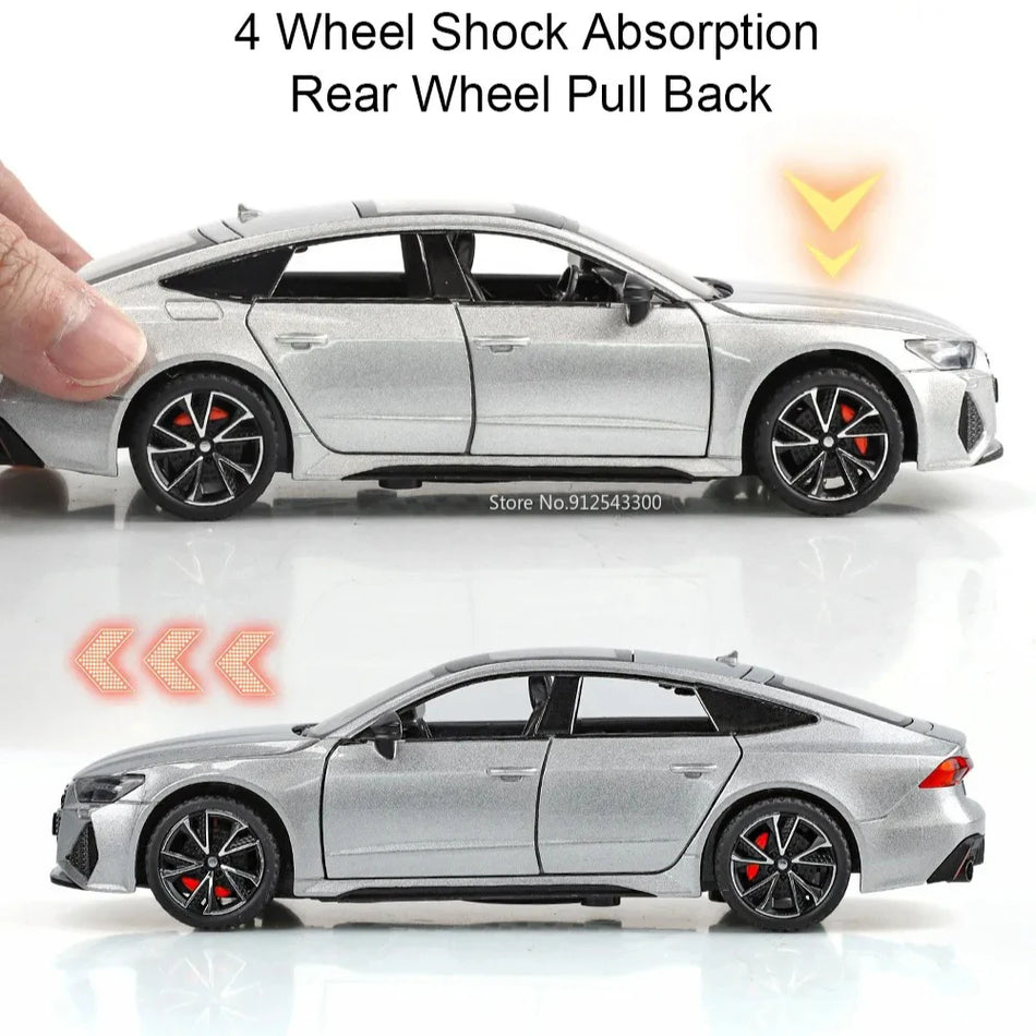 1:32 Diecast zlitinski avtomobilski model RS7 RS6 z odprtimi vrati in krmiljenjem sprednjih koles